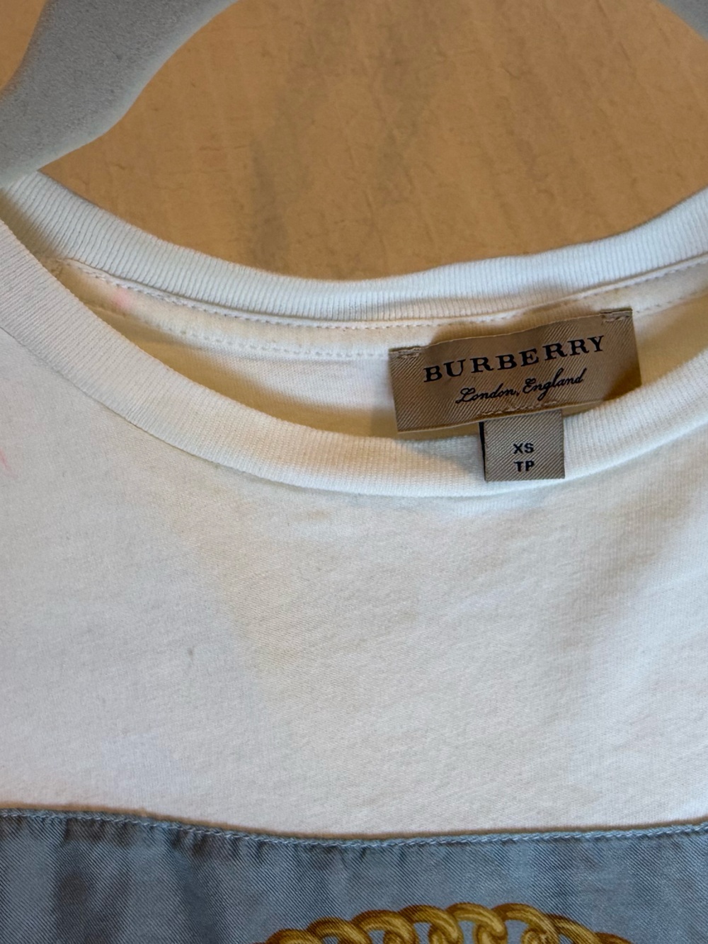 Burberry Light Blue, Cream and Gold Pocket Watch Graphic Tee - Picture 4 of 5